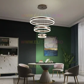 Lustra LED Cu Telecomanda, Elit's Esn1768/600-mCOF, 304W, Maro Caffe