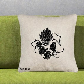Perna Personalizata Dragon Ball Goku Super Saiyan Silueta, 40x40 cm, Bej Canapea, Husa Detasabila, Perna Inclusa, BEKZ®