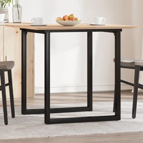 vidaXL Masă de bucătărie, cadru O, 90x90x75 cm lemn masiv pin și Oţel