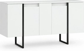 Comoda Luxe, alb/negru, PAL melaminat/metal, 160x35x80 cm