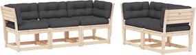 vidaXL Set canapele de grădină cu perne, 5 piese, lemn masiv de pin