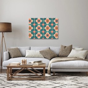 Tablou pe sticlă - Model retro cu flori (70x50 cm)