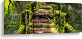 Tablou cu scări într-o pădure tropicală (cu ceas) (90x30 cm)