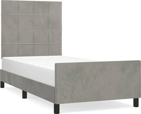 vidaXL Cadru de pat fără saltea, gri deschis, 90x190 cm, catifea