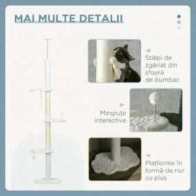PawHut Zgârietoare Reglabilă cu Sfoară Albă | Aosom Romania