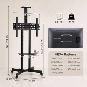 HOMCOM Suport TV LCD/LED de 32-75 Inch, VESA 400x600mm | Aosom Romania
