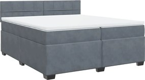 vidaXL Pat box spring cu saltea, gri închis, 200x200 cm, catifea