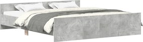 vidaXL Cadru de pat cu tăblie la cap/picioare, gri beton, 180x200 cm