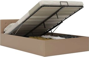 vidaXL Cadru pat hidraulic ladă cappuccino 120x200 cm piele ecologică