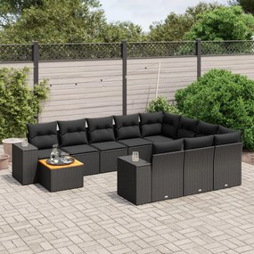 3257959 vidaXL Set canapele de grădină cu perne, 11 piese, negru, poliratan