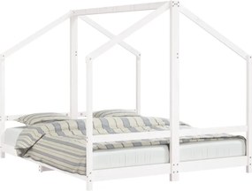vidaXL Cadru de pat pentru copii, alb, 2x(80x200)cm, lemn masiv de pin