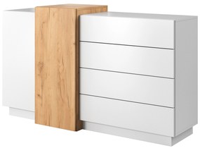 Comodă Three 2D4S (Stejar craft auriu + Alb). 1071397