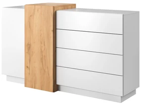 Comodă Three 2D4S (Stejar craft auriu + Alb). 1071397