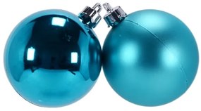 Set 2 globuri de Craciun 120mm metalizat si satinat turquoise