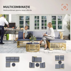Outsunny Set de mobilier din rachita de 5 bucati, Gri