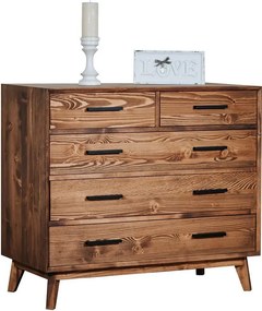 Comodă lemn masiv Timeless 3+2 Sertare Whisky, 98 × 45 × 85 cm