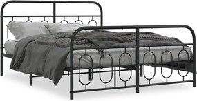 vidaXL Cadru pat metalic cu tăblie de cap/picioare, negru, 150x200 cm