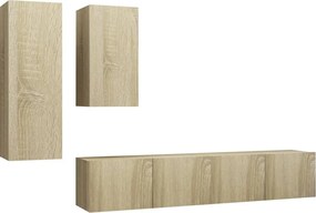 vidaXL Set de dulapuri TV, 4 piese, stejar sonoma, lemn prelucrat