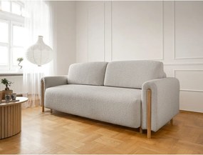 Canapea grej extensibilă/cu spațiu de depozitare cu tapițerie din țesătură bouclé 244 cm Arcadova – ELTAP