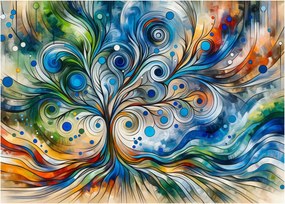 Tablou pe sticlă – Arbore energetic colorat (70x50 cm)