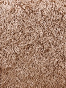 Fotoliu lounge pufos bej din stofă cu fibră lungă tip Mongolian fur cu structură din oțel, „Paddy”