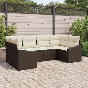 vidaXL Set de canapele pentru grădină 6 pcs Maro Rattan poli