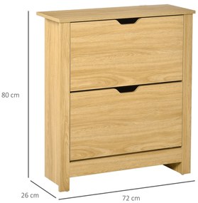 HOMCOM Comodă pentru pantofi hol, dulap pentru pantofi mobilier de intrare și coridor - 2 uși basculante 2 compartimente | Aosom Romania