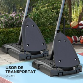 SPORTNOW Cos si suport de baschet reglabil pe inaltime cu panou robust si baza ponderata, portabil pe roti, 2,4-2,9 m | Aosom Romania