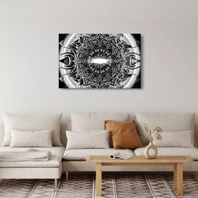 Tablou cu ornamente alb negre (90x60 cm)