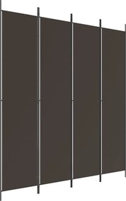 vidaXL Paravan de cameră cu 4 panouri, maro, 200x220 cm, textil