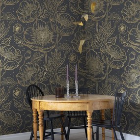 Fototapet, Golden Poppy, Midnight, Rebel Walls