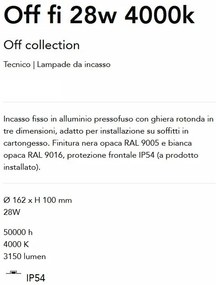 Spot LED incastrabil cu protectie IP54 Off fi 28w 4000k negru