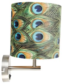 Lampă de perete Botonic din oțel cu nuanță de velur păun - Combi
