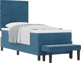 vidaXL Pat cu arcuri cu saltea Albastru închis 80 x 200 cm Catifea