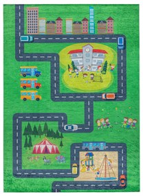 BAMBINO 2660 covor lavabil Oraș, străzi pentru copii anti-alunecare - verde / gri
