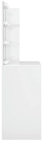 Masa de toaleta cu LED, alb extralucios, 74,5x40x141 cm Alb foarte lucios