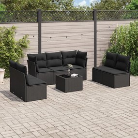 3217415 vidaXL Set mobilier de grădină cu perne, 8 piese, negru, poliratan