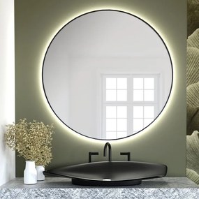 Smartwoods Bright oglindă 60x60 cm rotund cu iluminare negru 5904107900049