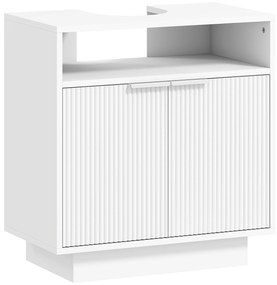 HOMCOM Dulap de Baie Sub Chiuvetă cu Raft Interior Ajustabil Alb | Aosom Romania