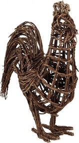 Figurină decorativă cocoș, din rattan, maro, 34x15x39 cm