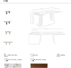 Masa extensibila design LUX Porcelain Marble 180-260cm