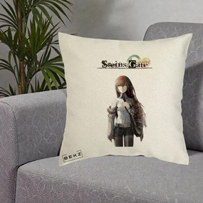 Perna Personalizata Steins Gate Kurisu Makise Anime, 40x40 cm, Ecru, Husa Detasabila, Perna Inclusa, BEKZ®