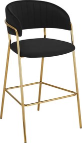 Scaun de bar de design, material catifea neagră/gold crom auriu, DASMIN TIP 2