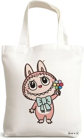Sacosa de Panza pentru Cumparaturi, Geanta Tote, model Labubu 26 38 x 34.5 cm, Alba, BEKZ®