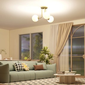 HOMCOM Candelabru de Tavan Vintage cu 3 Puncte de Lumină, cu Socluri G9, 42x42x26.5 cm, Becuri Neincluse, Aur | Aosom Romania