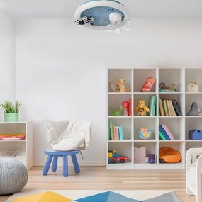 Plafonieră LED dimabilă pentru copii cu ventilator LED/48W/230V 3000/4000/6000K albastru