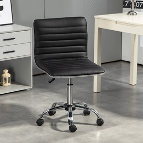 HOMCOM Scaun Ergonomic de Birou din Piele Ecologică cu Înălțime Reglabilă, Șezut Rotativ și 5 Rotile, 48x52x90 cm, Negru | Aosom Romania