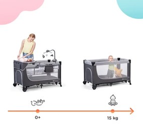 Pătuț portabil LEODY gri KINDERKRAFT