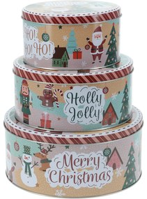 Cutii pentru prăjituri JOUJOU, 3 recipiente metalice de dimensiuni diferite