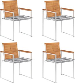 vidaXL Scaune de grădină cu perne, 4 buc., lemn masiv de acacia